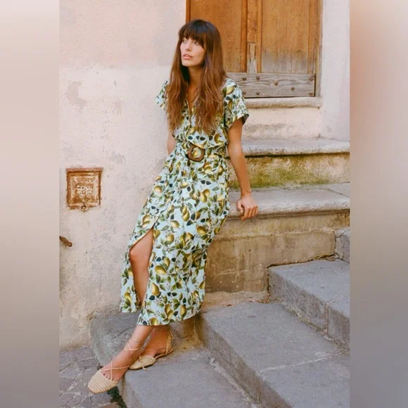 Zara Fruit Print Midi Dress - Picture 3 of 11